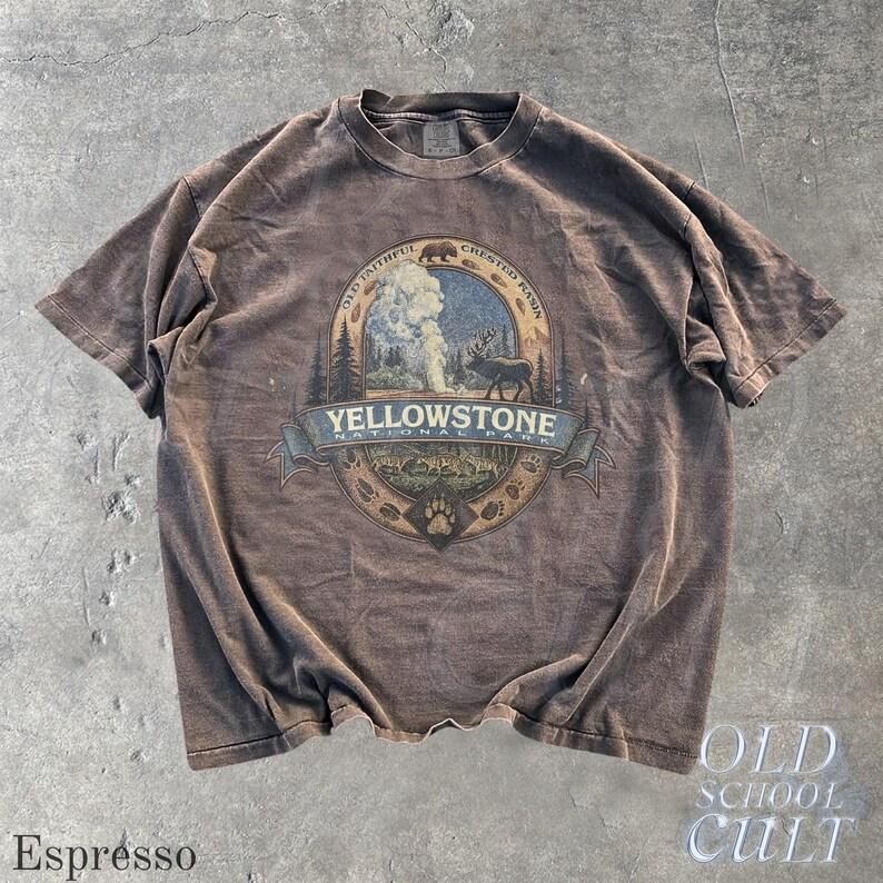 Comfort Colors Yellowstone National Park Vintage 90s Stlye T-Shirt, Wildlife Graphic Tee with Elk Bear, 90s Hiking Nature Shirt