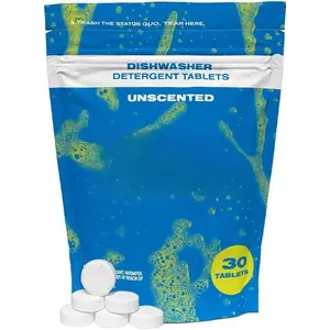 | Dishwasher Detergent Tablets | Unscented Plastic-Free &  Alternative to Liquid Pods - , Sustainable| 30 Pack