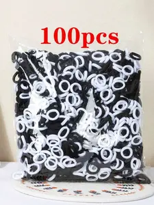 100pcs Girls Elastic Hair Bands, Colorful Nylon Small Headband, Ponytail Holder Scrunchie, Kids Hair Accessories, All Seasons, Elastic Hair Accessory