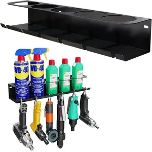 Durable Metal-Utility Shelf with Recessed Roll Paper Holder, 1 Count Wall Mounted Organizer for Spray Paint Cans, Paint Bottles, Tools, Suitable for Garage, Kitchen, Workshop