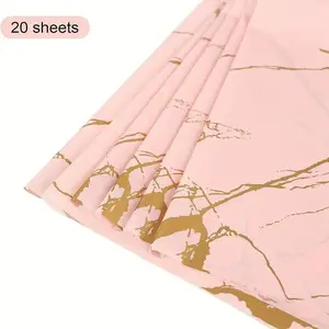 20 Sheets Gold Marble Bouquet Wrapping Paper, Modern Aesthetic Korean High-Quality Plastic Gift Packaging Material, Perfect for Birthdays, Weddings, Business Events