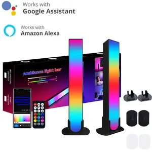 2PACK Smart RGB IC LED Ambient Light Bar for TV Multi-Colored WiFi Light Bars Compatible with Alexa and Google AssistantScene and Music Modes Lighting for Gaming Pictures PC Room Decoration Computer Desk Corner LED Floor Lamp with Music Sync Corner Lamp