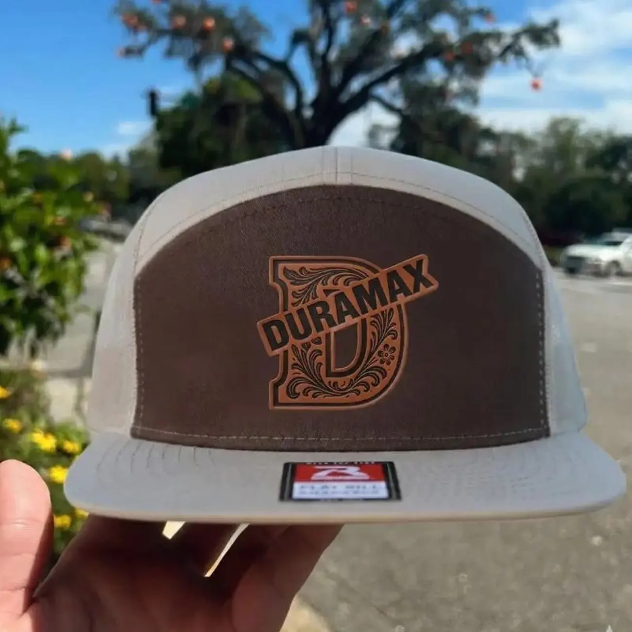 Duramax Diesel Leather Patch Trucker Hat, Black White Mesh Snapback Cap for Men, Heavy Duty Truck Hat, Diesel Pickup Lifestyle, Blue Collar Workwear Style, Classic American Trucking Hat for Daily Wear