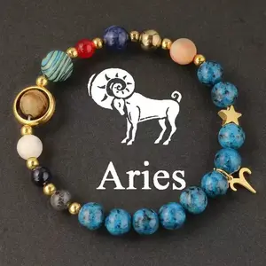 ChicBloom B Zodiac Beaded Crystal Bracelet for Men & Women Gemini Pisces Leo Libra Designs Trendy Versatile Accessory Fashion Jewelry Gift Idea Perfect Birthday Present party family healing durable stylish gold-plated cuban energy magnet
