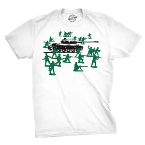 Little Green Army Men T Shirt Vintage Funny Logo Shirts Military Novelty Toy Tee Mens Funny T Shirts Cool Vintage Fashion T-Shirt Gift Classic Menswear Funny Vintage Short Sleeve Novelty Tees for Guys White