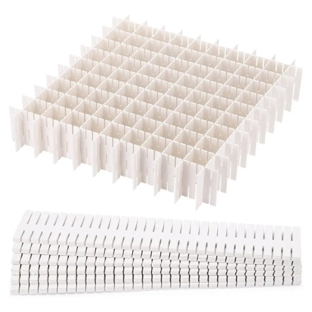 40PCS Grid Drawer Dividers, Adjustable Drawer Organizer for Socks, Underwear, Lingerie, Makeup, Bedroom Office Kitchen Storage