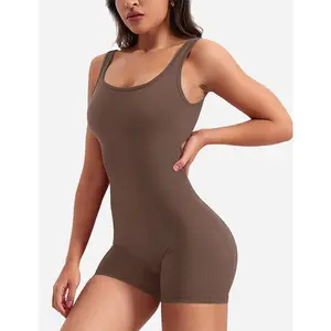 One Piece Jumpsuits for Women Tummy Control V Back Scrunch Butt Jumpsuit Sleeveless Bodycon Yoga Workout Romper Shorts Does not apply