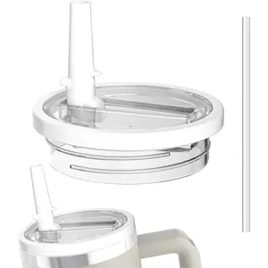 1Pack 40oz Tumbler Flip Straw Lid Replacement suit for  Quencher cup,leak proof and spill resistant tumbler lid, convenient Tumbler Cover applicable to  40oz tumbler (White)