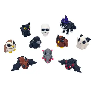 Endertoys 10 PC Halloween Bundle | Detailed Pocket Pets | Realistic 3D Printed Articulating Mini Fidget Animals Great Gift and Desk Figure decor Desk Pets Spooky Boo Bucket Figurines Lover Multicolor