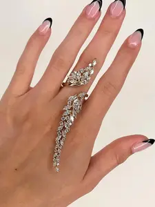 Geometric Zirconia Finger Ring Wedding Accessory, Fashion Design Open Ring, Women's Jewelry Gift, Elegant and Stylish, Statement Multi Ring, Geometric Rings