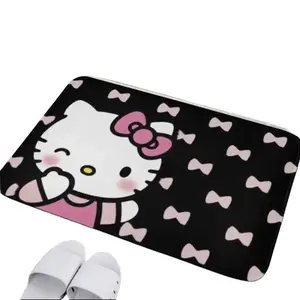 Sanrio Hello Kitty Flannel Rug with Pink Bow Design for Kids' Room Decor Adorable Soft Material Versatile Playful Touch