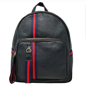 Chic Large Striped Black  Backpack Purse