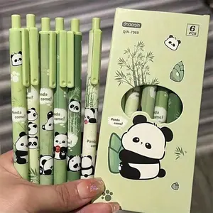 Cute Panda Pattern  Pen, 6 Counts Durable Lovely Smooth  Pen with Clip,  Office Stationery & Supplies for Home School Dormitory