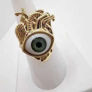 14k Gold laminated evil eye ring (adjustable)