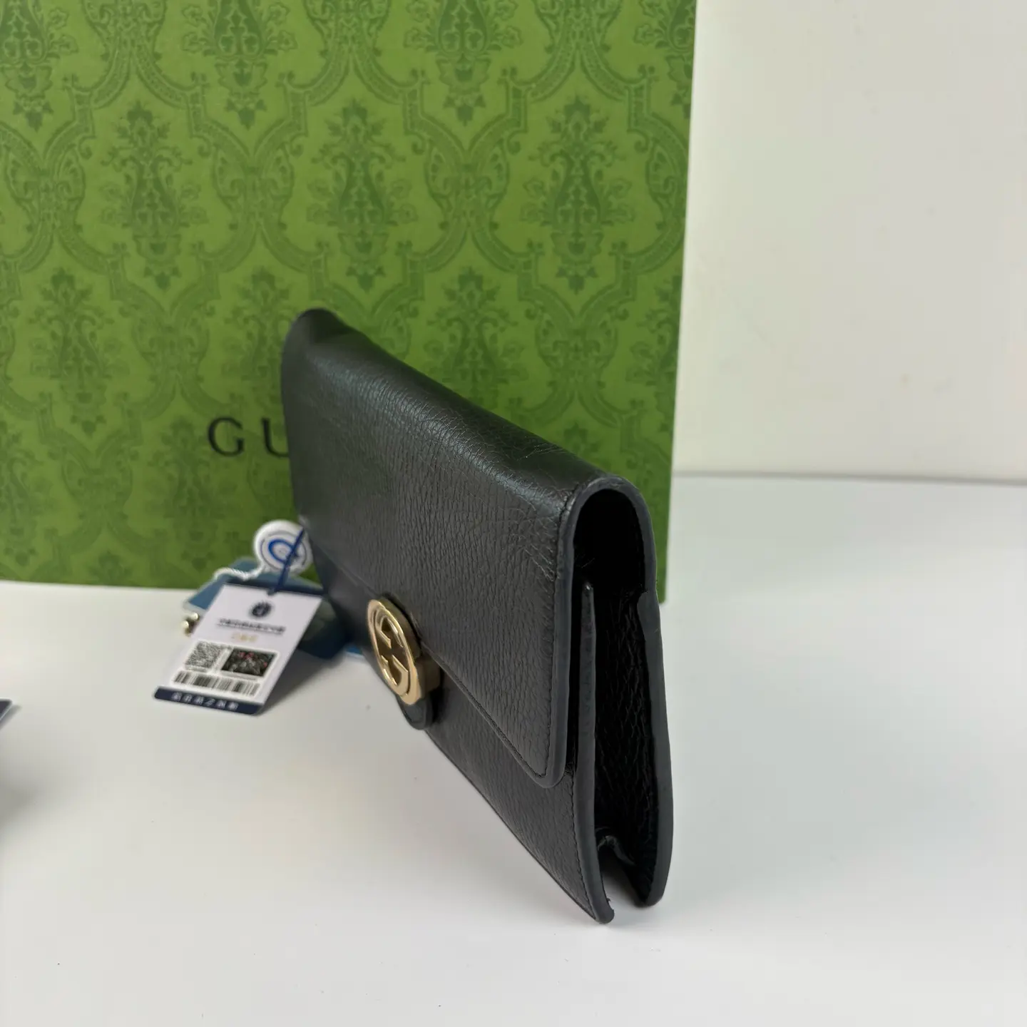 Pre-owned GUCCI Black GG logo Shoulder Bag S100567 CC0377