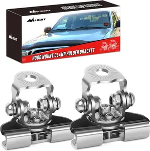 Nilight LED Light Bar Mounting Bracket 2PCS Universal Adjustable Pillar Hood Work Lamp Mount Clamp Holder for Off-Road Truck SUV, Silver-2