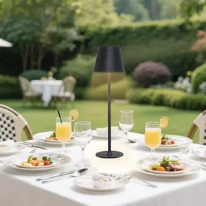 2 Pack Cordless Table Lamps with 7200mah Rechargeable Battery Operated - Outdoor Waterproof Lamp with Water Ripple Design,Portable Wireless Desk Lamp with 3-Color Dimmable for Patio,Parties,Camping