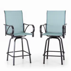 Phivilla Outdoor Bar Stools, Swivel Patio Bar Stools & Chairs, High Top Bar Seating for Outside, Balcony，Porch and Backyard, Teal
