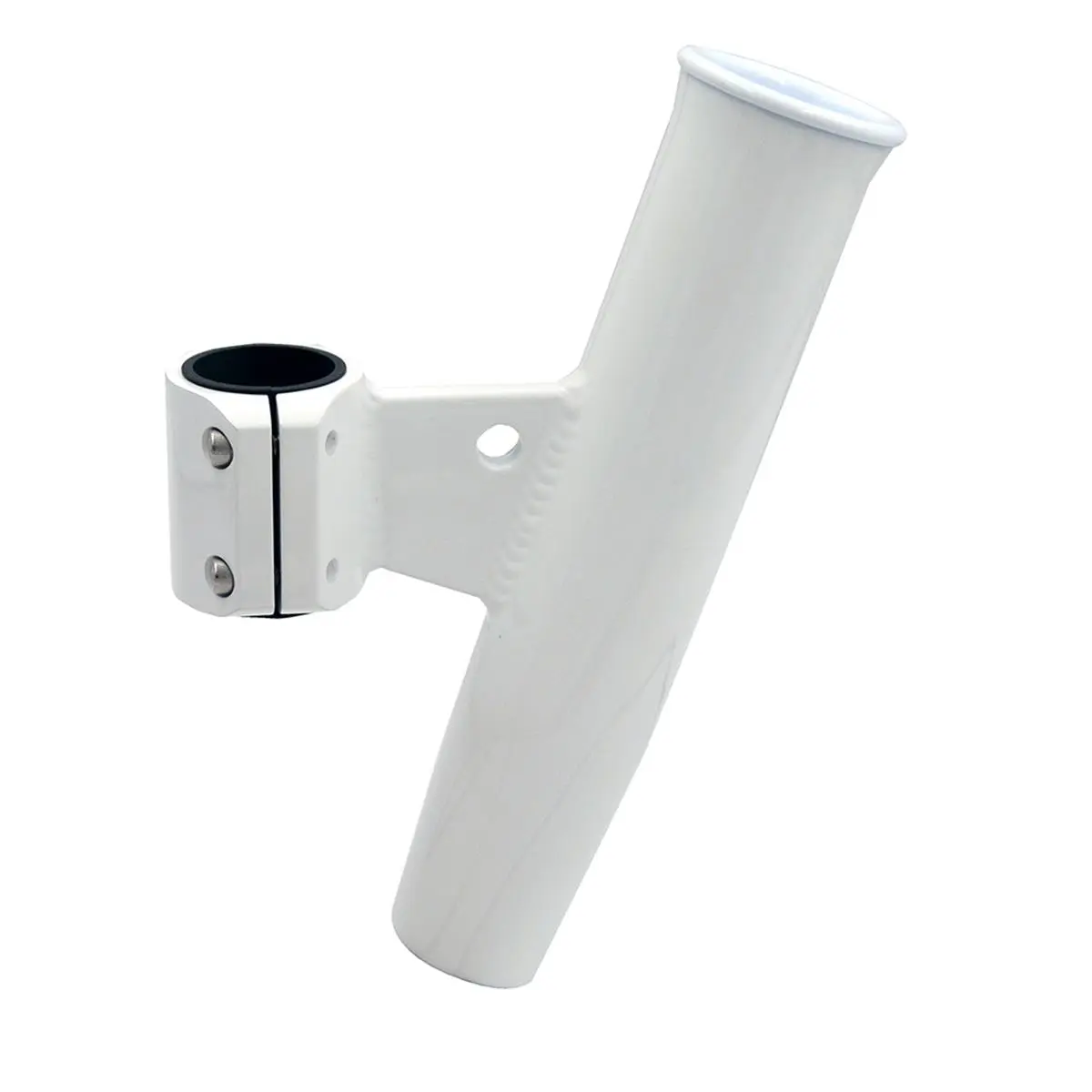 212 MAIN Marine Grade Fishing Rod Holder, White Anodized Aluminum Vertical Clamp-On Rail Mount, 1-5/8" Diameter, Flared Opening & Slip-Fit Design, 1-5/8" Inside Diameter, Flared Open., 0.843 In., Powdercoat Sleeve, Outdoor, Prevents Welding Heat Damage, P