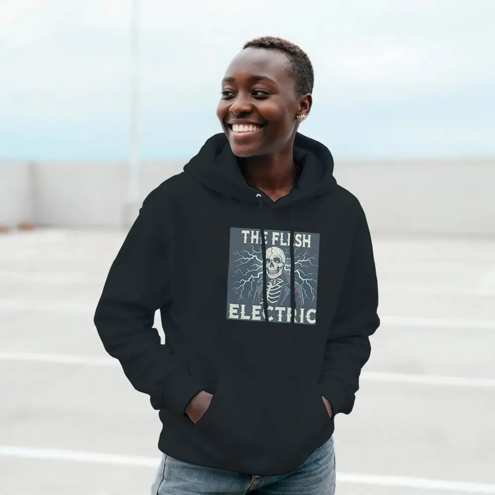 The Flesh Electric SKULLDUSTER Classic Unisex Crewneck T-shirt | Gildan 64000 Black - Classic Unisex Pullover Hoodie | Gildan 18500 Cotton Knit, Menswear, designer shirts, Vintage Graphic Round Neck Tee Sweatshirt Matching Soft Tops Man Fabric Long Sleeve