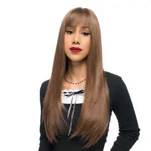 25-Inch Solid Honey Brown Straight Synthetic Wig | 【Heat Resistant】【Cap Included】 | FSGB