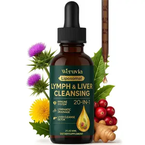 Strongest ''Lymph-Liver'' Cleanse Detox, Liposomal Organic Milk Thistle, Echinacea, Artichoke Lymphatic Drainage & Liver Repair Supplement with All Vitamins, 2 Fl.Oz