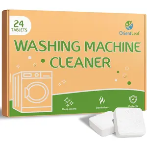 Washing Machine Cleaner Tablets, 24-Pack Deep Cleaning Washer Tablets for HE Front Loader & Top Load Machines, Removes Mold, Limescale & Stains for Home Laundry Use