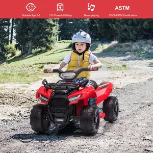 [Summervibes] Bobike Kids Ride on ATV 6V Battery Powered Electric Vehicle 4 Wheeler Quad with Headlights MP3 USB Volume Control Large Seat Electric Ride on Toys Best Gifts for 18-36 Months Boys & Girls Trike - Motorcycle Ride On Car