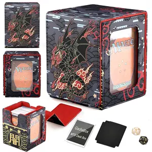 TCG Deck Box 100+ PU Windowed Single Deck PTCG DCG Tabletop Gametrading Cards Storage Box Free 35tp Shell Deck 2 Spacers  2 Dice