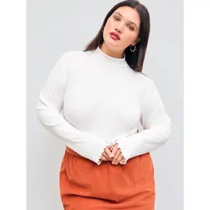 Cider [8 colors, size 0-26] Solid Turtleneck Bodysuit Curve & Plus