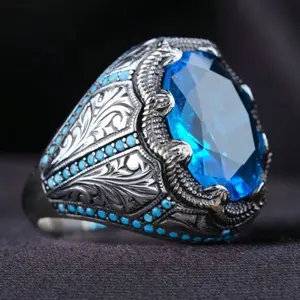 Men’s Stone-Inlaid Ring – Stylish Engagement & Wedding Ring, Perfect Gift for Birthday, Valentine’s Day & Mother’s Day