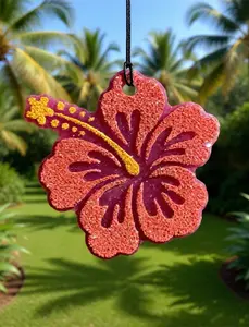 Spring and Summer Freshies Handmade Car Air Freshener in Hibiscus Flower Shape with Baja Cactus Flower Scent Perfect for Gifting