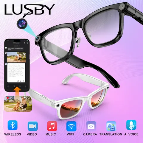LUSBY Multifunctional Smart Glasses with Camera - Larger Frame, 1080P Photochromic Lenses, Button-Touch Adjustment, 160+ Languages Real-Time Translation, Bluetooth Recording, UV Protection, Climbing Cool Gadget, Mens Birthday Gifts for Him,techvibes