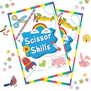 48 Sheets Paper Cutting Skill Activity Book, Fun DIY Kids Crafts with Colorful Designs, Educational Games & Activities, Cognitive Development, Perfect Holiday Gift