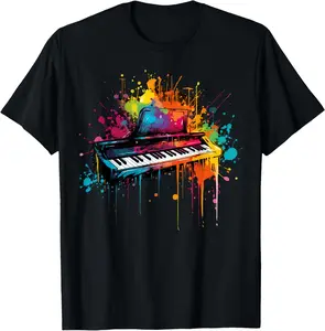 Keyboard instrument on colorful painted Keyboard T-Shirt Graphic tees