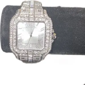 Icy Bust Down Watch with Sparkling Diamond Accents and Elegant Silver Tone Case