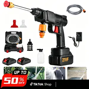 Rechargeable Cordless Electric High Pressure Washer Gun, Handheld Portable Water Spray Cleaner, Lightweight High Power Design for Cars, Gardens, Patios, Balconies and Multi-Scenario Outdoor Cleaning