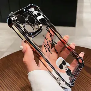 Luxury designer K-Karl-s- Lagerfeld pattern Phone Case Suitable for iPhone 17 16e 16 15 14 13 12 11 Mini Pro Max Air X XR XSMAX 8 7 Plus Anti Fall Transparent Soft Back Cover