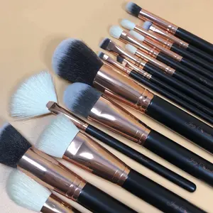 15-Piece Rose Gold Makeup Brushes Set for Full Face Makeup Application (Foundation, Eyeshadow, Blush)