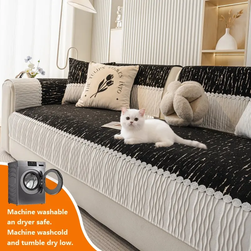 1pc Chenille Sofa Cushion, All-Season Modern Simple Design, Anti-Slip Durable, Pet Friendly Warm Backrest Pad
