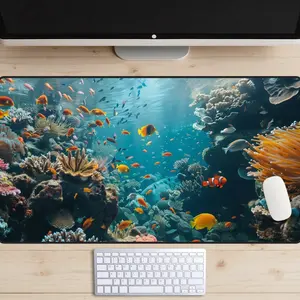 Aquarium Desk Mat, Beach Decor, Tropical Fish Desk Mat, Mermaidcore Desk Mat, Sea Mousepad, Ocean Life Desk Pad, Coral Play Mat, Ocean Scene