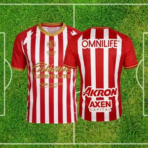 Men's Chivas de Guadalajara Mexico LIGAMX Home Red Short-Sleeve Soccer Jersey, Fans Version, Breathable Professional Sports Top (Sizes 25-26)