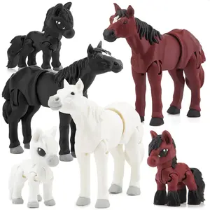 cobinaan 6PCS 3D Printed Horse Toys Set, Realistic 3D Printed Animal for Kids, Articulated Flexible Figurines Fidget Toys for Easter Party Favors Birthday