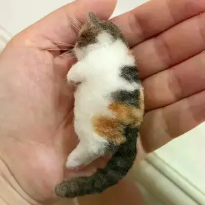 Sheep Felt Poke Cat Wool Needle Felting Kit| DIY Beginner Felting Material Bag, Handmade Simulation Creative Animal Craft, Trending Cute Handmade Gift