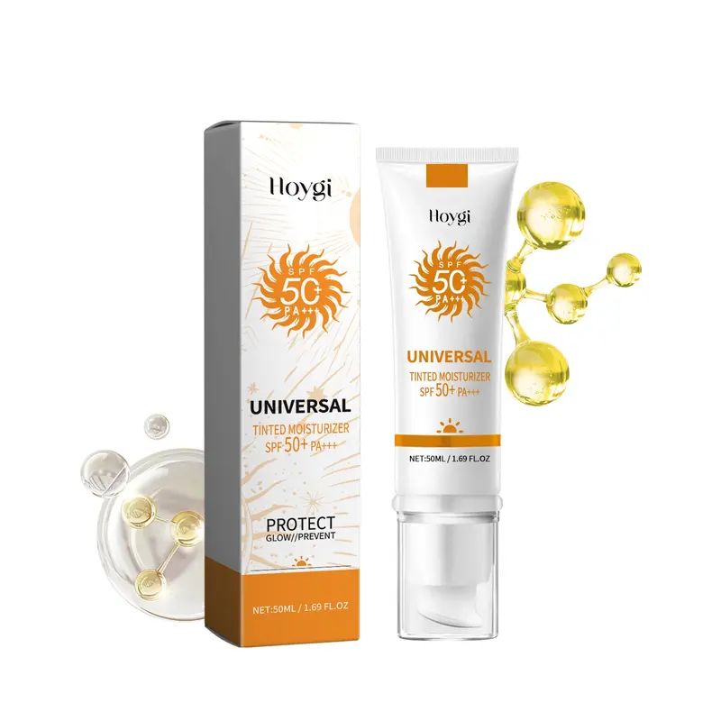 Sunscreen to prevent sunburn and tanning, Universal Tinted Face Moisturizer Sunscreen, SPF 50 PA+++, Water Resistant And Non-Greasy,For All Type Skin Facial Skincare