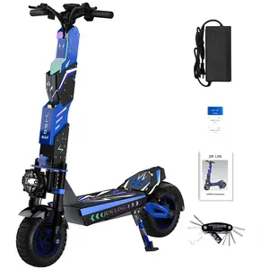 JL80 Electric Scooter for Adults, 6000W DualMotor, 40 Mph Top Speed, 52 Miles Max Range,60V/30AH Battery, Dual Suspension Hydraulic BrakingSystem, 12" Off-Road e-Scooter with Speaker,Portable Foldable Electric Scooter