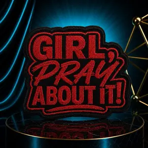 "Pray About It" Iron-On Embroidery Patch for Ladies' Tops, Sweatshirts, Pullovers – Sewing Accessory Applique Trim & Embellishment