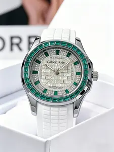 Men's Light Luxury Diamond Inlaid Mechanical Watch, Fashionable Wristwatch, Stainless Steel Automatic Winding, Analog Pointer Display with Speedometer, Stainless Steel Watches