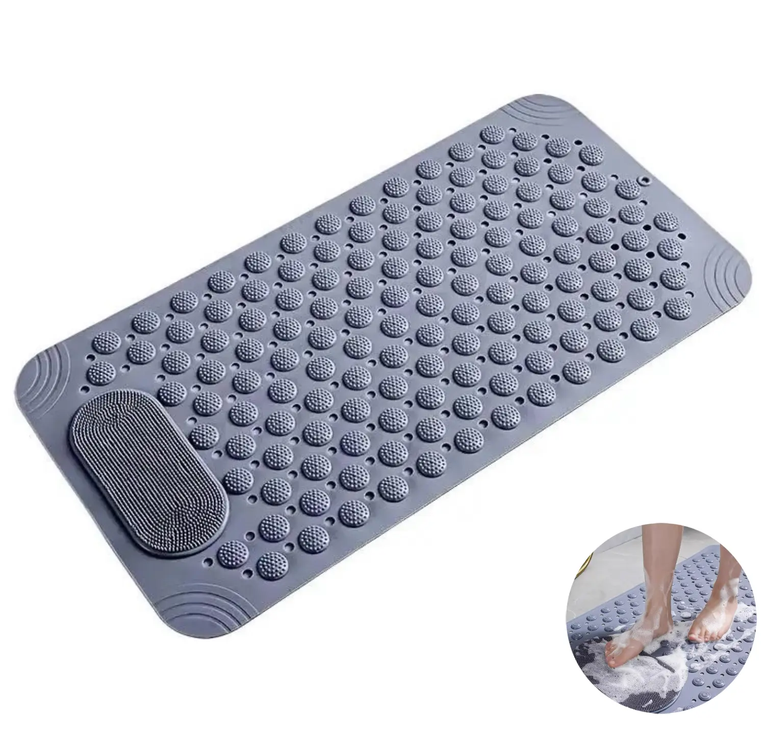 Non-slip Shower Mat, Bathtub Mat with Drain Holes and Suction Cups, Shower Bubble Massage Bath Mat for Toilet & Bathtub, Bathroom Floor Tub, Anti-Slip Safety Mat for Secure Bathing, Bathroom Accessory