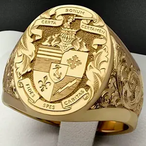 Men's ring with mysterious Totem fountain symbol, 18K gold plated, delicately carved, suitable for daily wear, jewelry accessory for couples